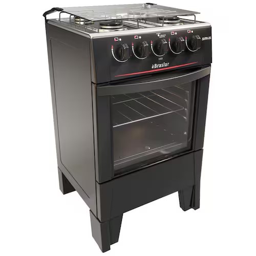 Fogão 4 Bocas Mesa Inox Sirius4q Preto Braslar