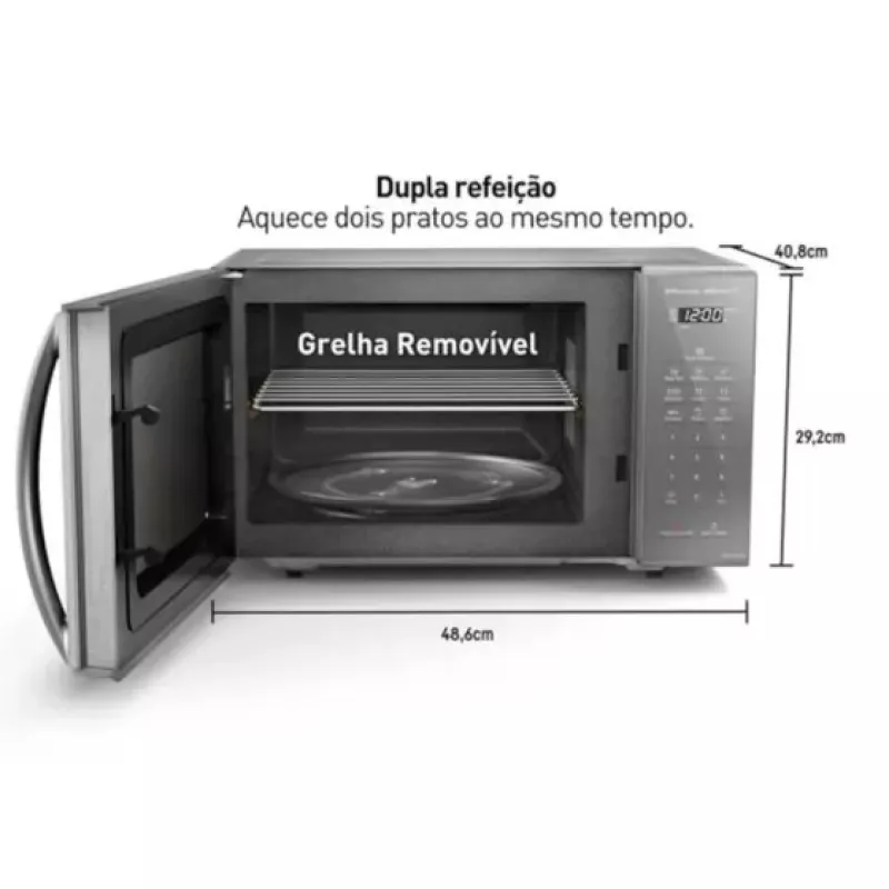 Microondas 27 Litros 800w Nnst55 Prata Panasonic