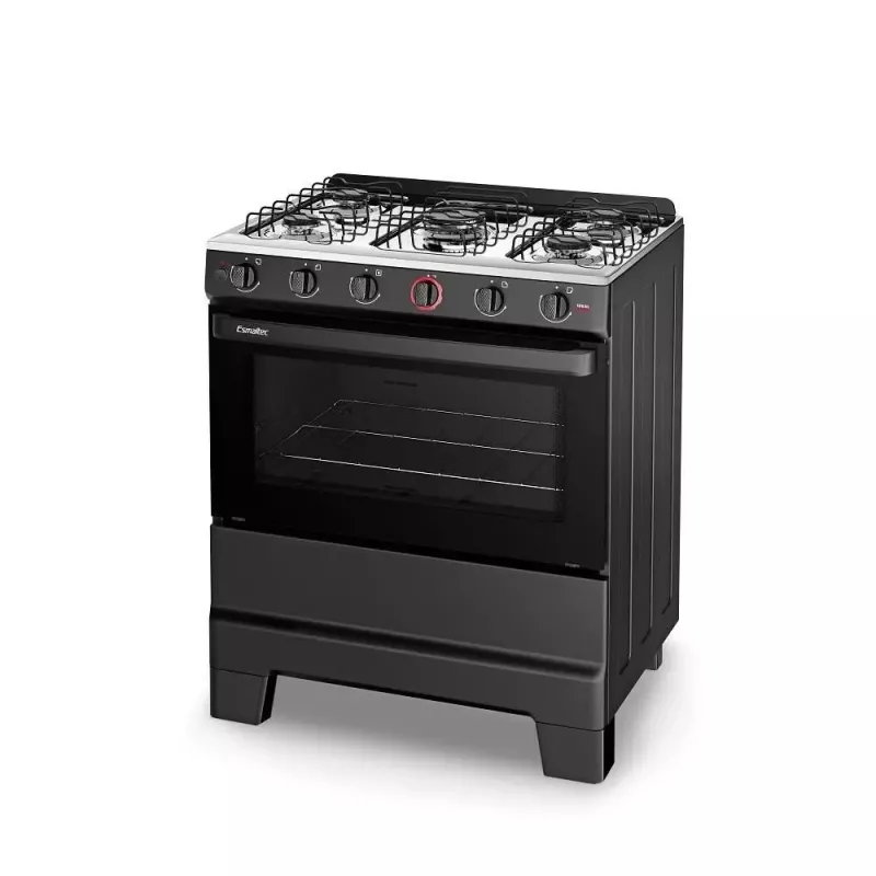 Fogão 5 Bocas Mesa Inox Ideal Super Preto Esmaltec