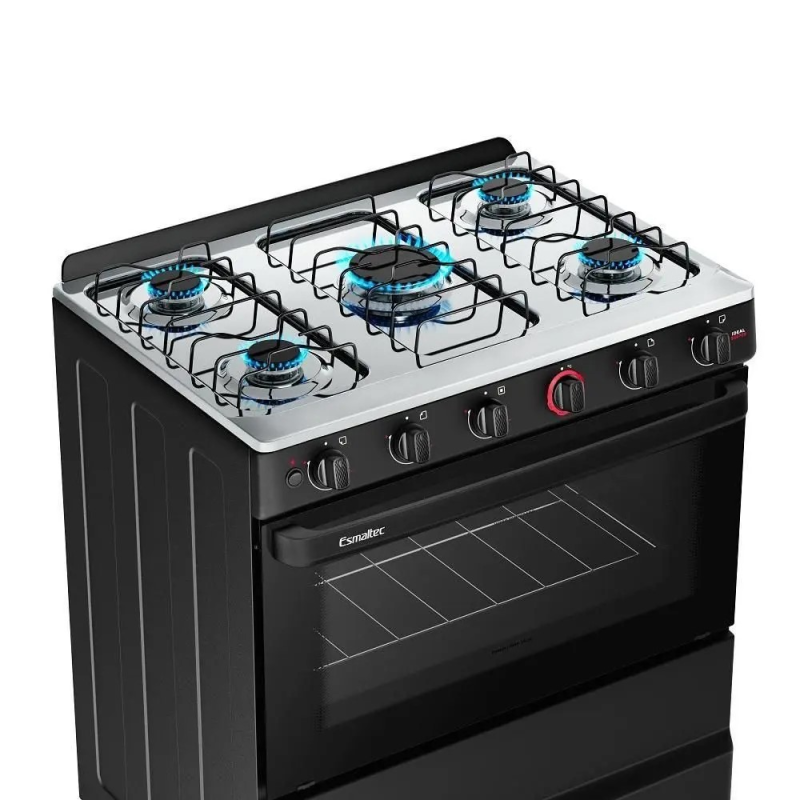 Fogão 5 bocas mesa inox ideal super preto