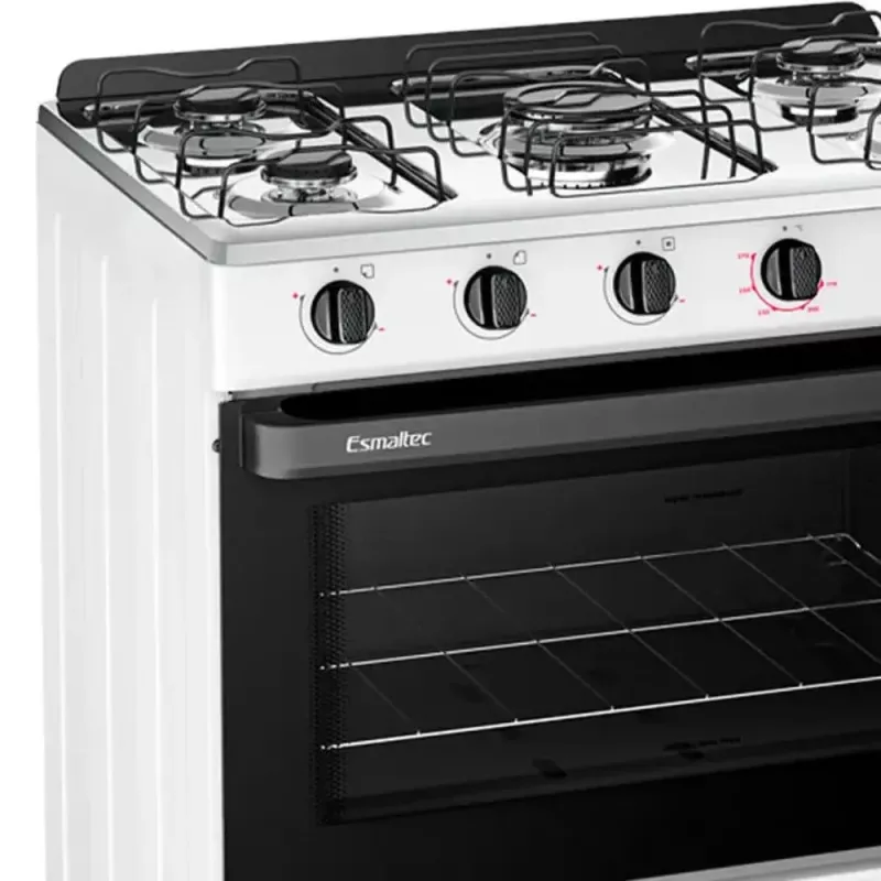 Fogão 5 Bocas Mesa Inox Ideal Pop Branco Esmaltec