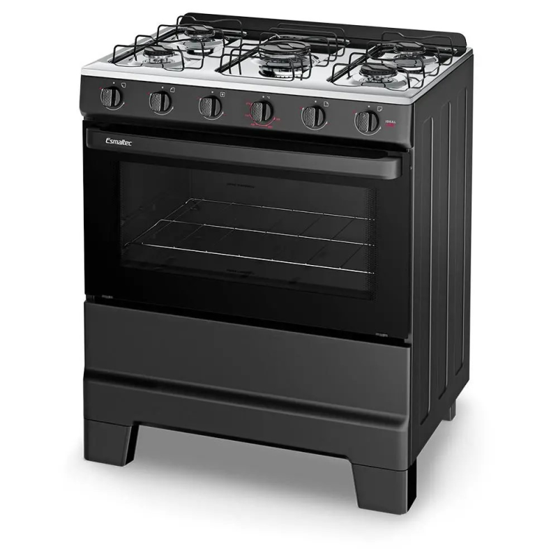 Fogão 5 bocas mesa inox ideal pop preto