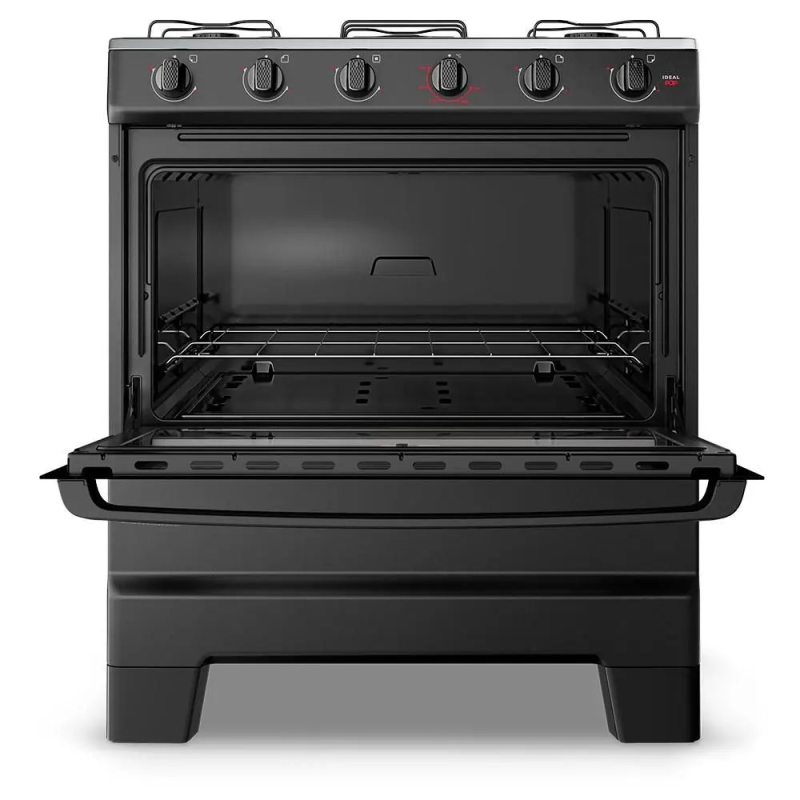 Fogão 5 bocas mesa inox ideal pop preto