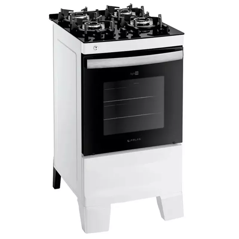 Fogão 4 bocas mesa vidro agile glass branco atlas