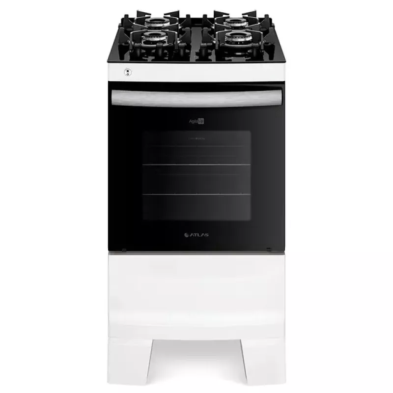 Fogão 4 bocas mesa vidro agile glass branco atlas