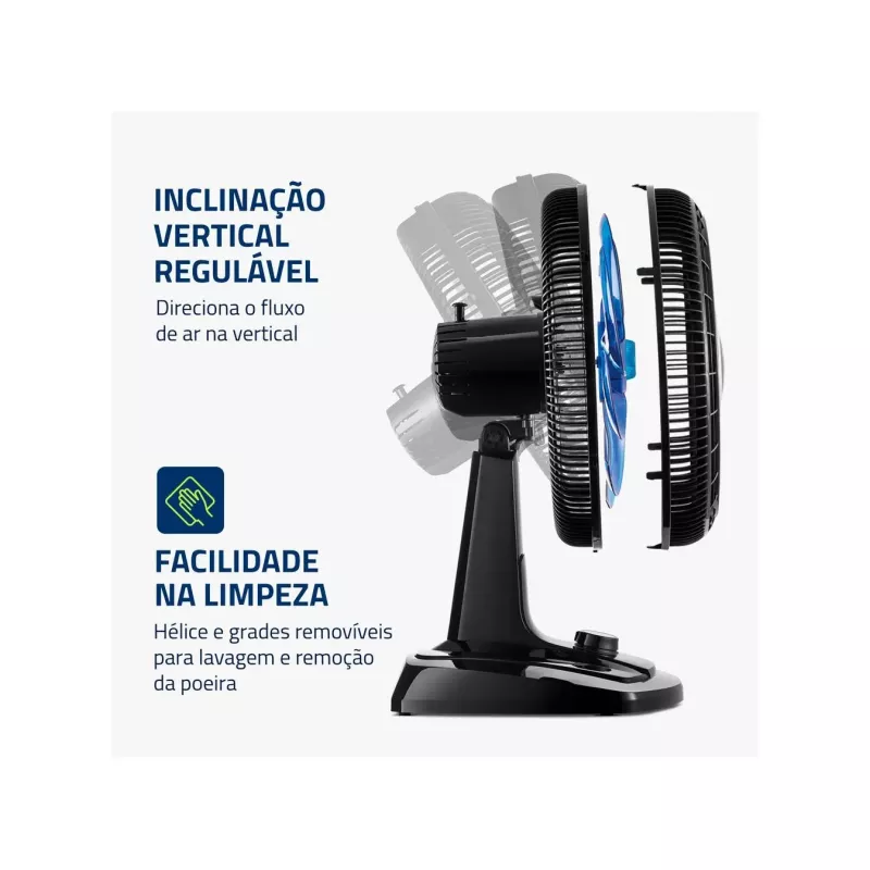 Ventilador Mesa 40cm 140w Vtx40 Cristal Preto Mondial