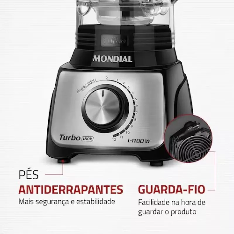 Liquidificador 12 velocidades 1100w l-1100bi preto mondial