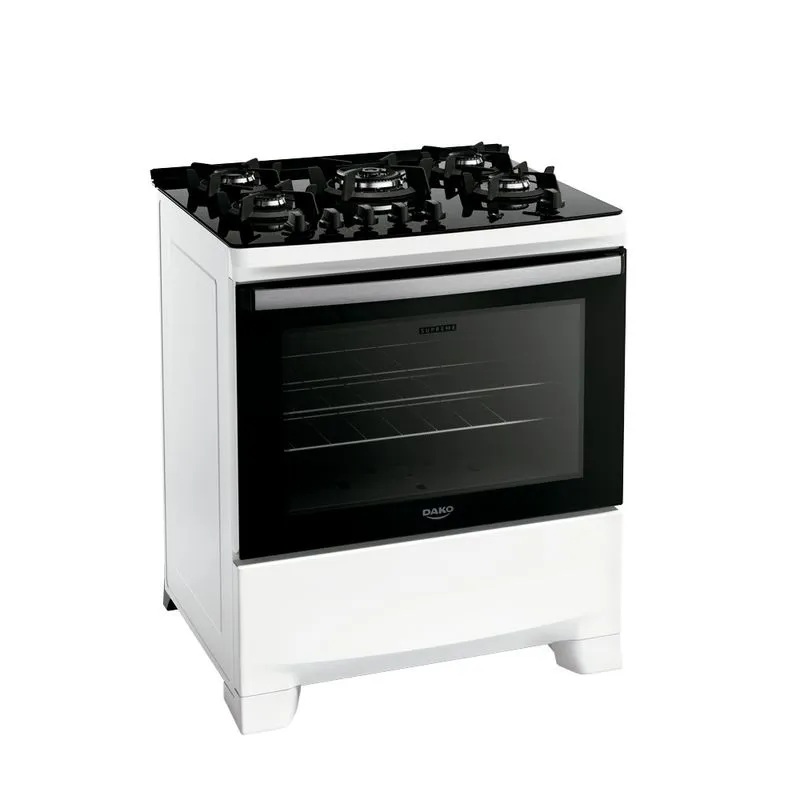 Fogão 5 bocas mesa vidro supreme glass branco