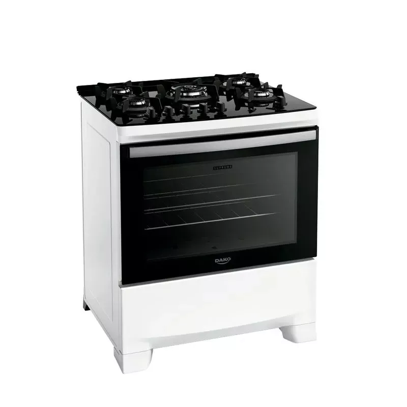 Fogão 5 bocas mesa vidro supreme glass branco