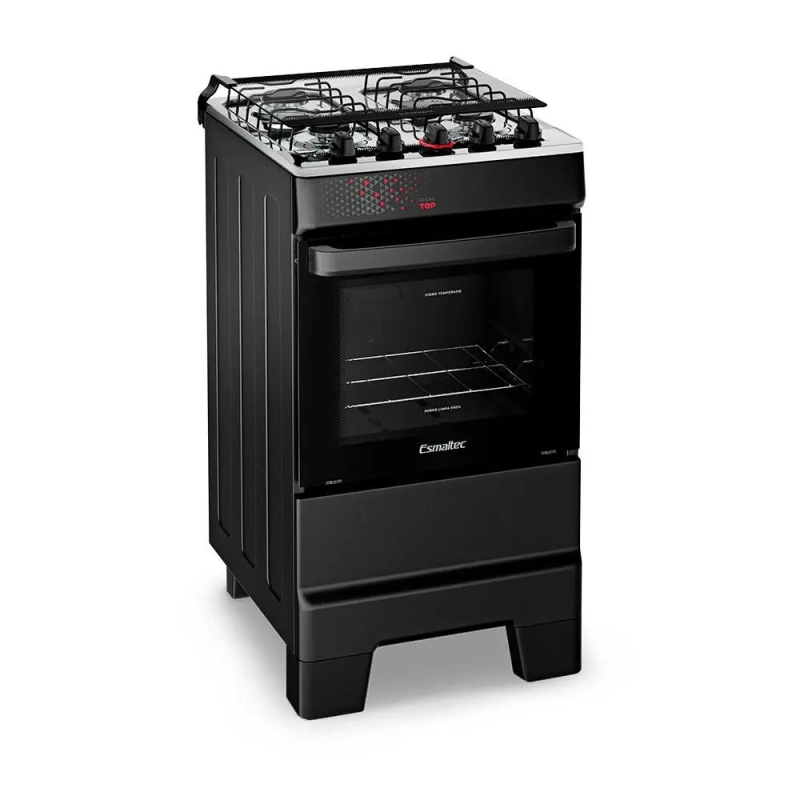 Fogão 4 bocas mesa inox ideal top preto