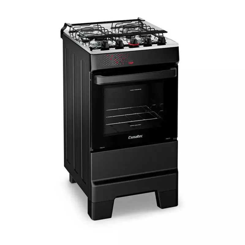 Fogão 4 Bocas Mesa Inox Ideal Top Preto Esmaltec