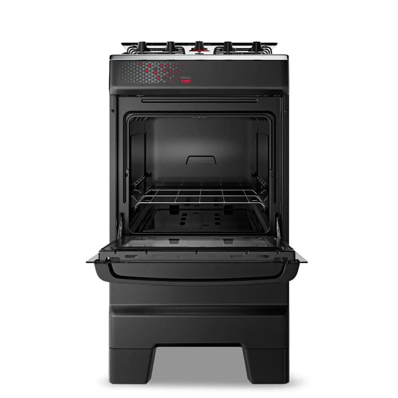 Fogão 4 bocas mesa inox ideal top preto