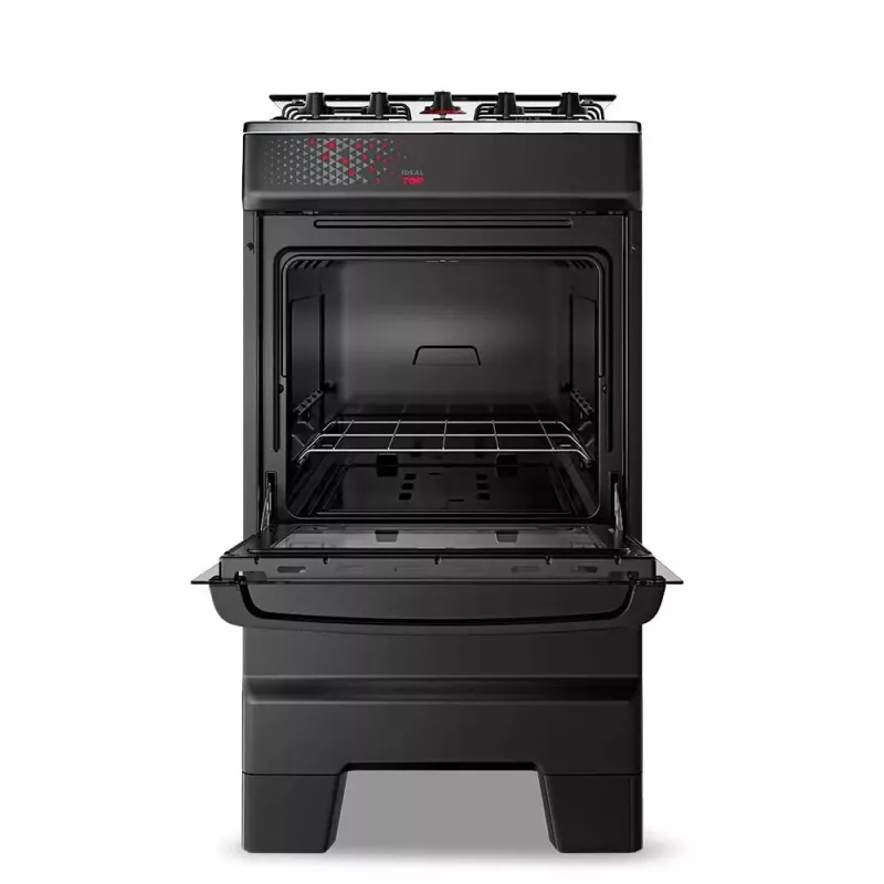 Fogão 4 Bocas Mesa Inox Ideal Top Preto Esmaltec