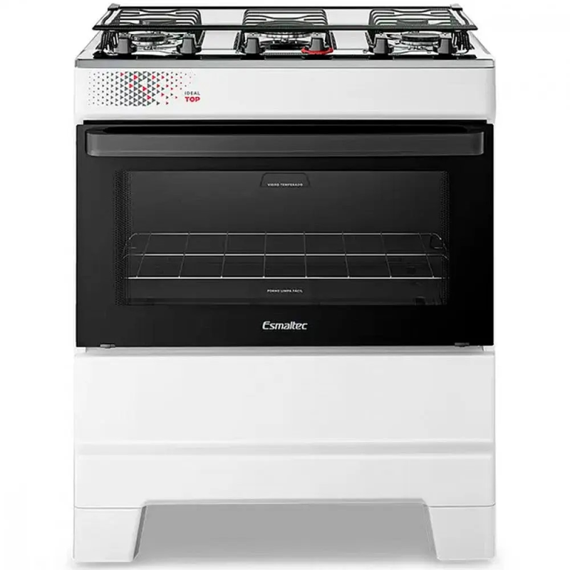 Fogão 5 bocas mesa inox ideal top branco