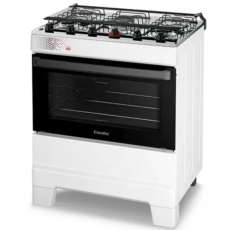 Fogão 5 bocas mesa inox ideal top branco