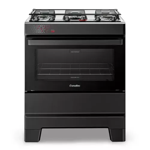 Fogão 5 bocas mesa inox ideal top preto