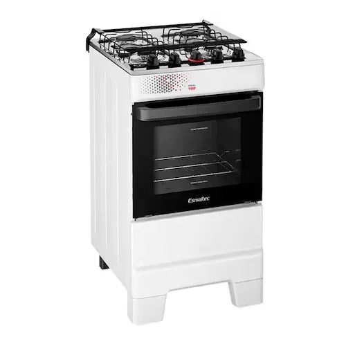 Fogão 4 bocas mesa inox ideal top branco