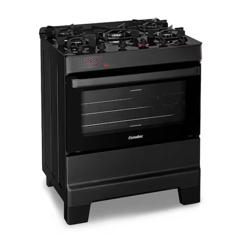 Fogão 5 bocas mesa vidro top glass t5vap preto