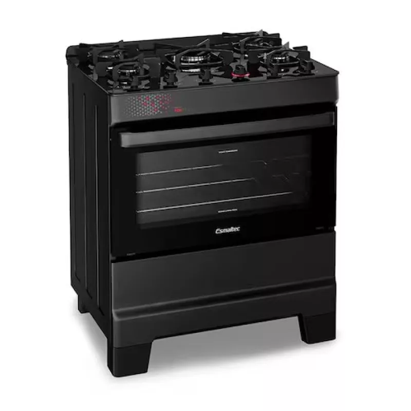 Fogão 5 bocas mesa vidro top glass t5vap preto