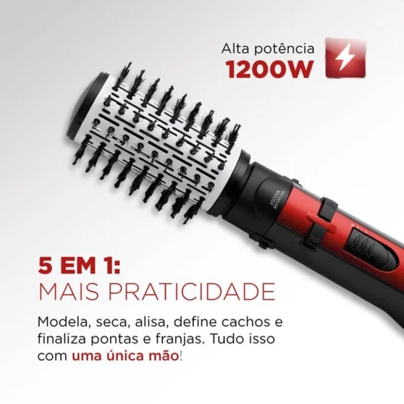 Escova rotativa 1200w ceramic ion er09 vermelha