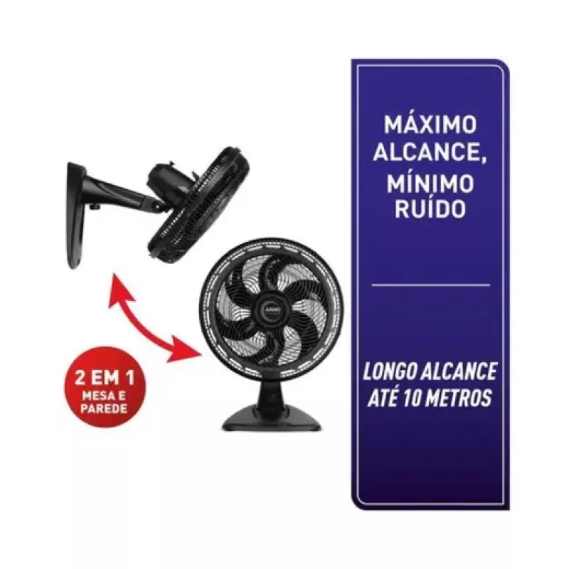 Ventilador mesa 40cm 140w ve60 preto