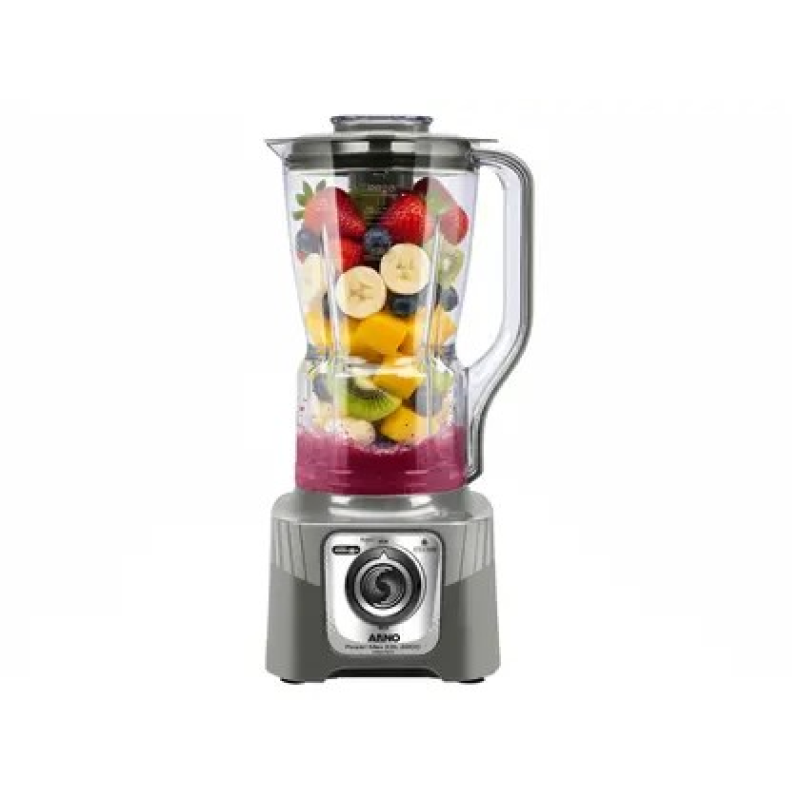 Liquidificador 15 velocidades 2200w power max  cinza