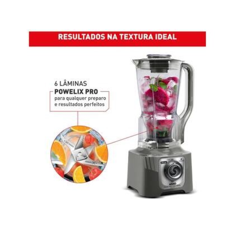 Liquidificador 15 velocidades 2200w power max  cinza