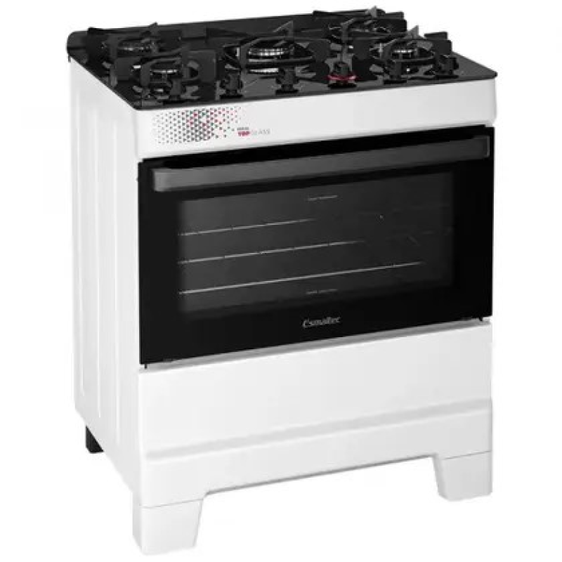 Fogão 5 bocas mesa vidro top glass t5vab branco