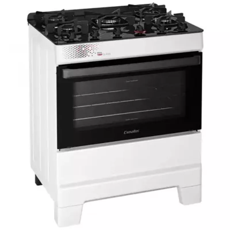 Fogão 5 bocas mesa vidro top glass t5vab branco