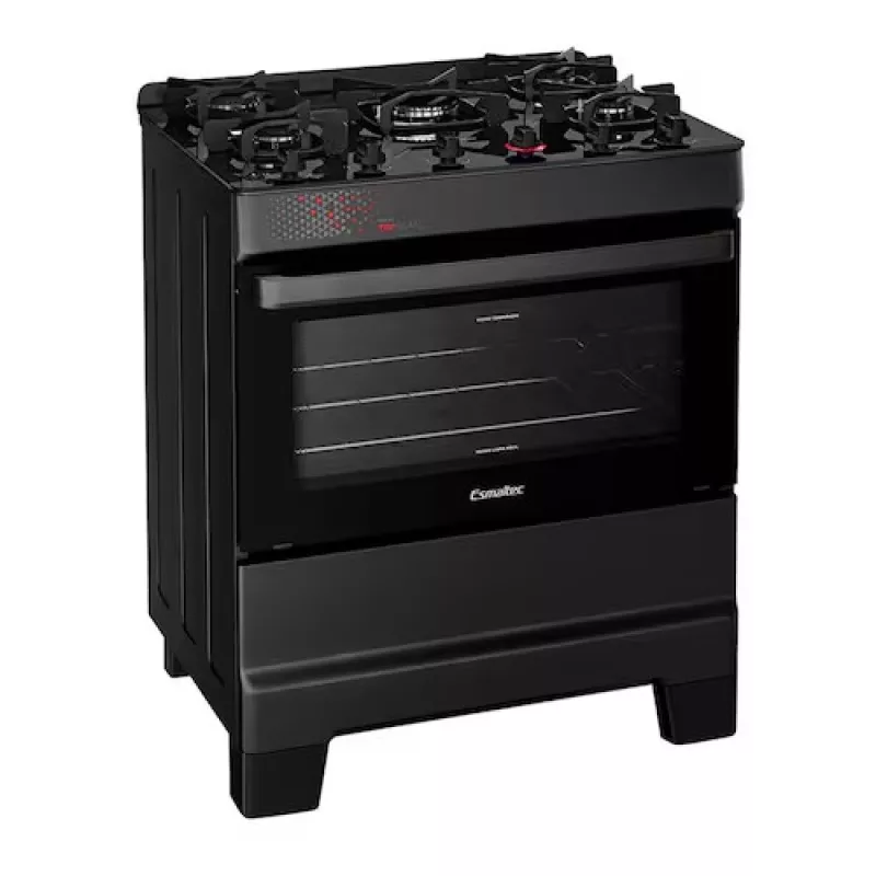 Fogão 5 bocas mesa vidro top glass t5vat titanium