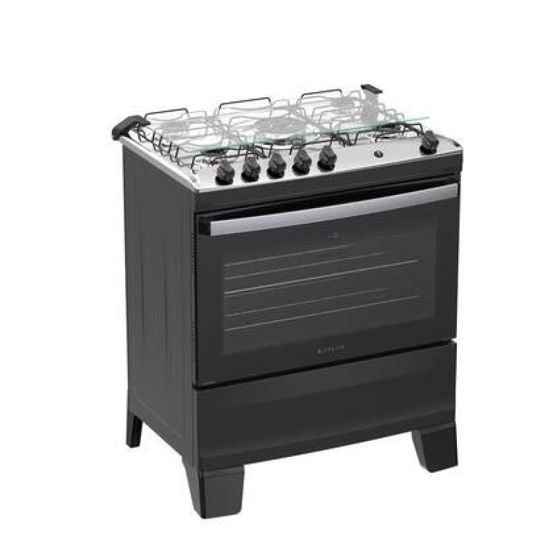 Fogão 5 bocas mesa inox agile preto