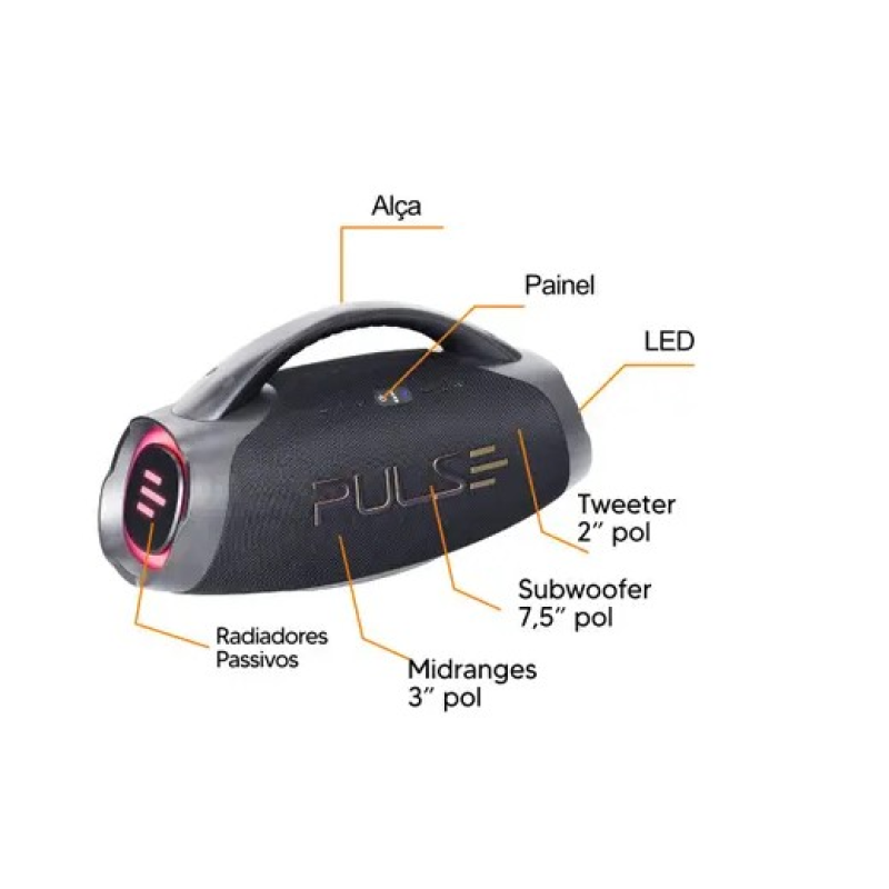 Caixa de som  220w com bateria boombox sp626