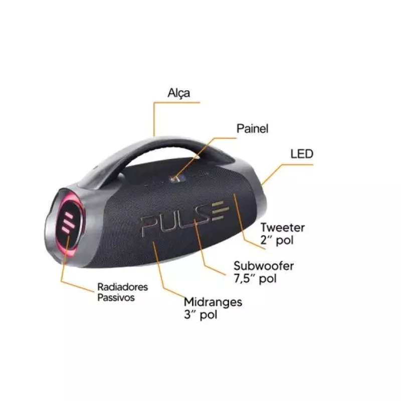 Caixa de som  220w com bateria boombox sp626