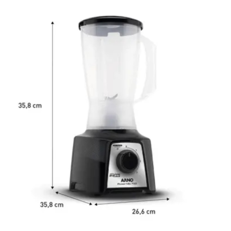 Liquidificador 03 velocidades   700w power mix lq10 preto