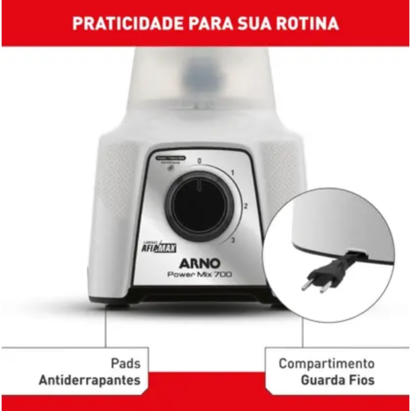 Liquidificador 03 velocidades   700w power mix lq12 branco