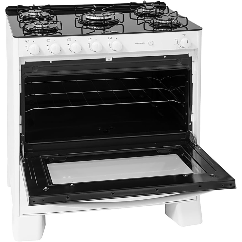 Fogão 5 bocas mesa vidro fgvcg510 cook branco