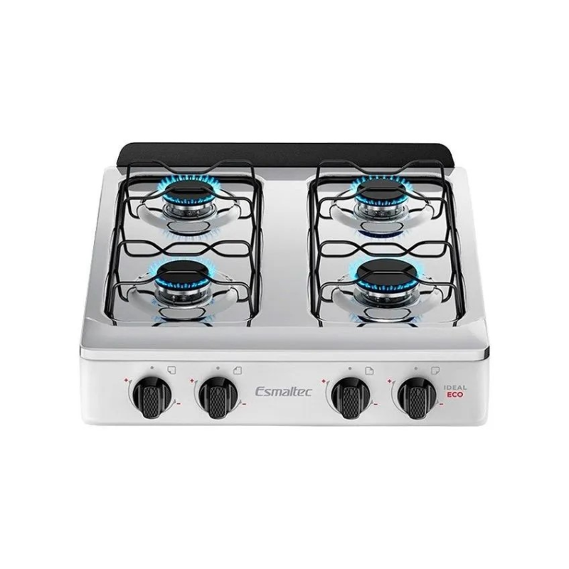 Fogão 4 bocas mesa inox ideal eco branco