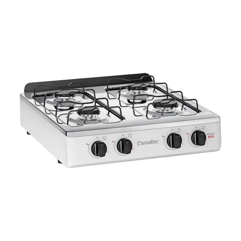 Fogão 4 bocas mesa inox ideal eco branco
