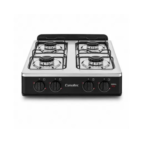 Fogão 4 bocas mesa inox ideal eco preto